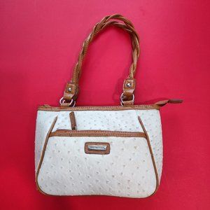 Laura Scott hand / shoulder bag / purse cream with brawn design
